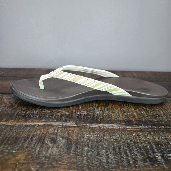 NEW Olukai Ho'Opio Womens Size 6 Sandals Flip Flop Thong Flats Striped White - Picture 6 of 11